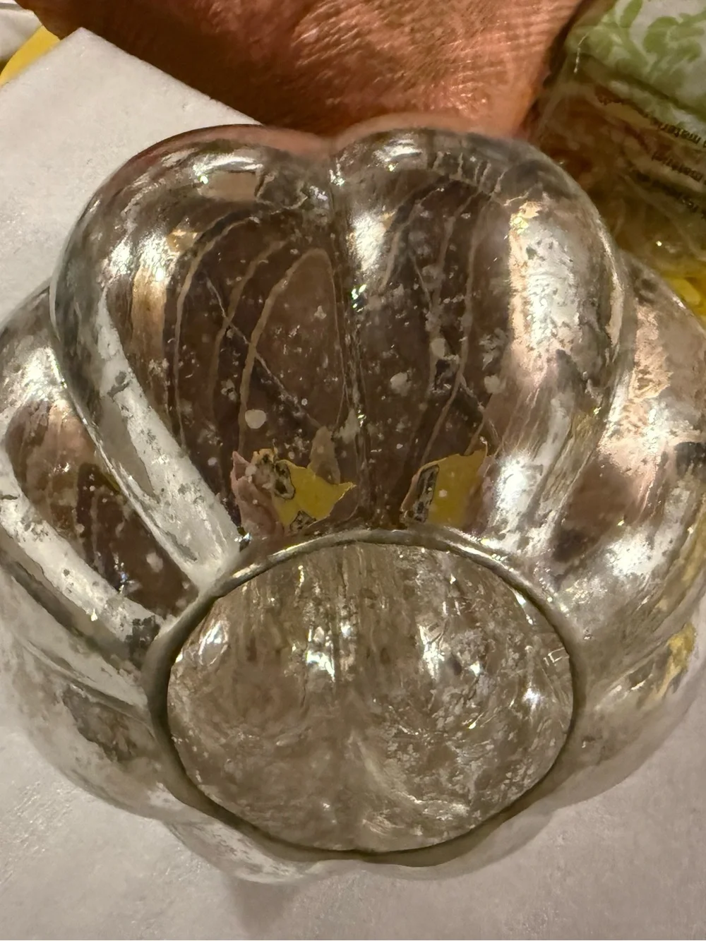 New Pottery Barn Silver Antique Mercury Glass Pumpkin Luminary, Large, #1